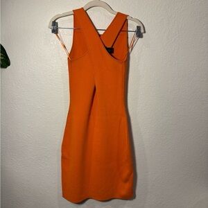 House of Harlow 1960 Orange Knit Cross-back Body Con Mini Dress Sleeveless XS